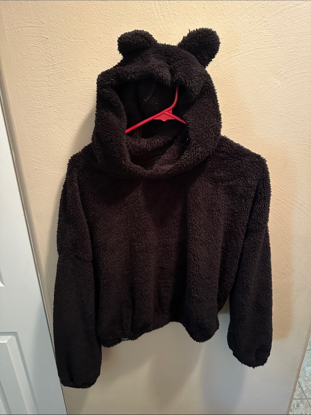 Cozy Black Teddy Bear Hoodie with Ears